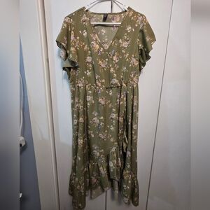 SHEIN Curve Floral Dress in Olive and Lavender